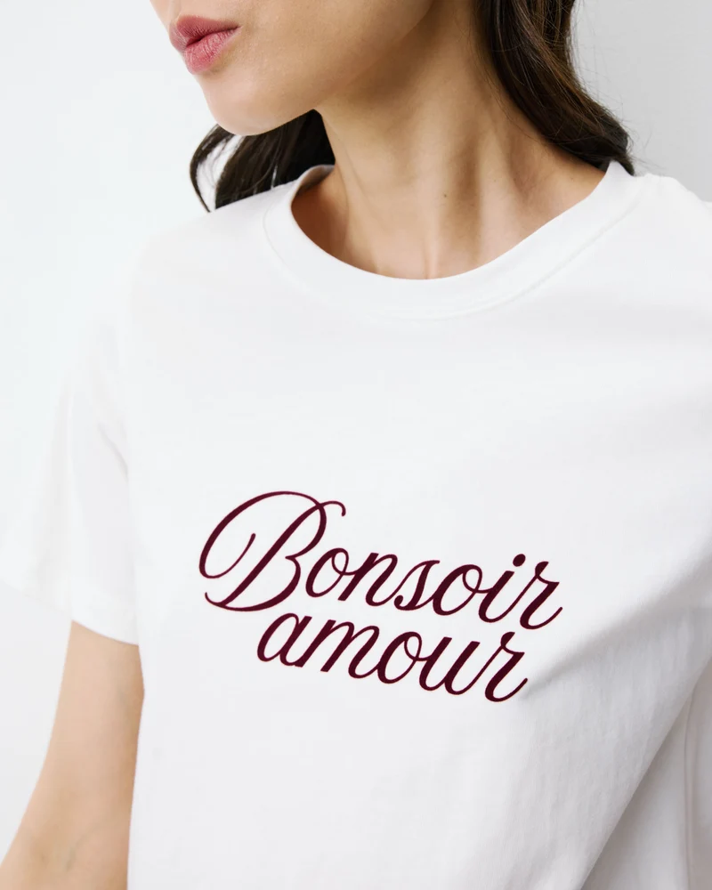 T-shirt en coton à message imprimé ivoire Amadis