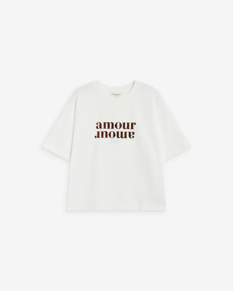 T-shirt en coton manches courtes à inscription ivoire Anis
