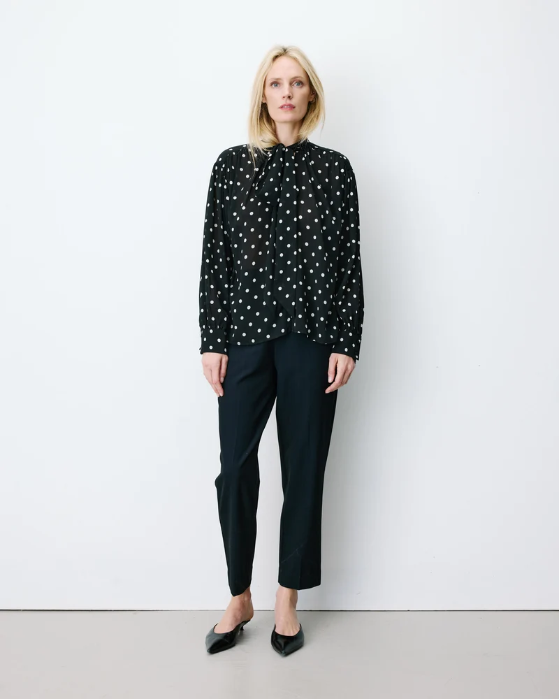 Blouse col lavallière manches longues pois Angelica