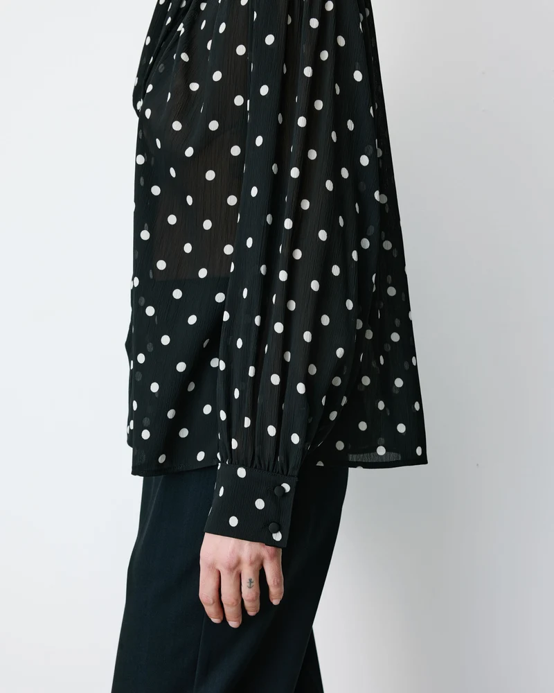 Blouse col lavallière manches longues pois Angelica