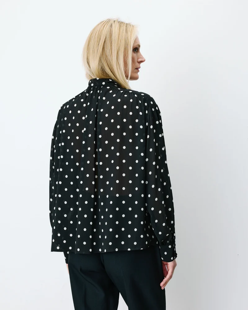 Blouse col lavallière manches longues pois Angelica