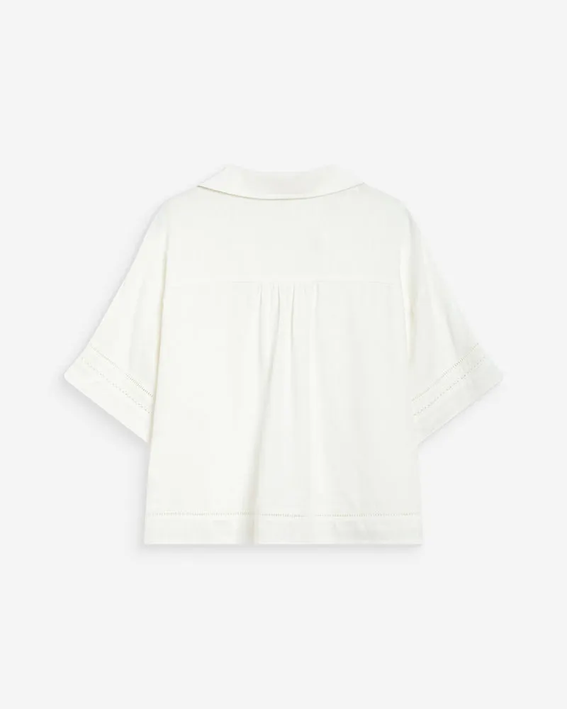 Chemise large manches courtes détails dentelle white Winka