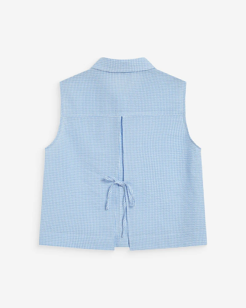 Chemise en coton vichy sans manches ciel Windell