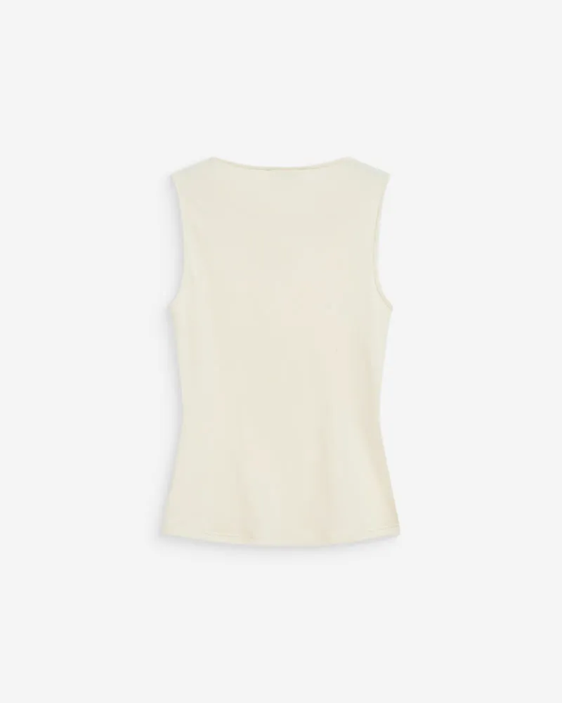 Top drapé asymétrique sans manches ecru Wagner