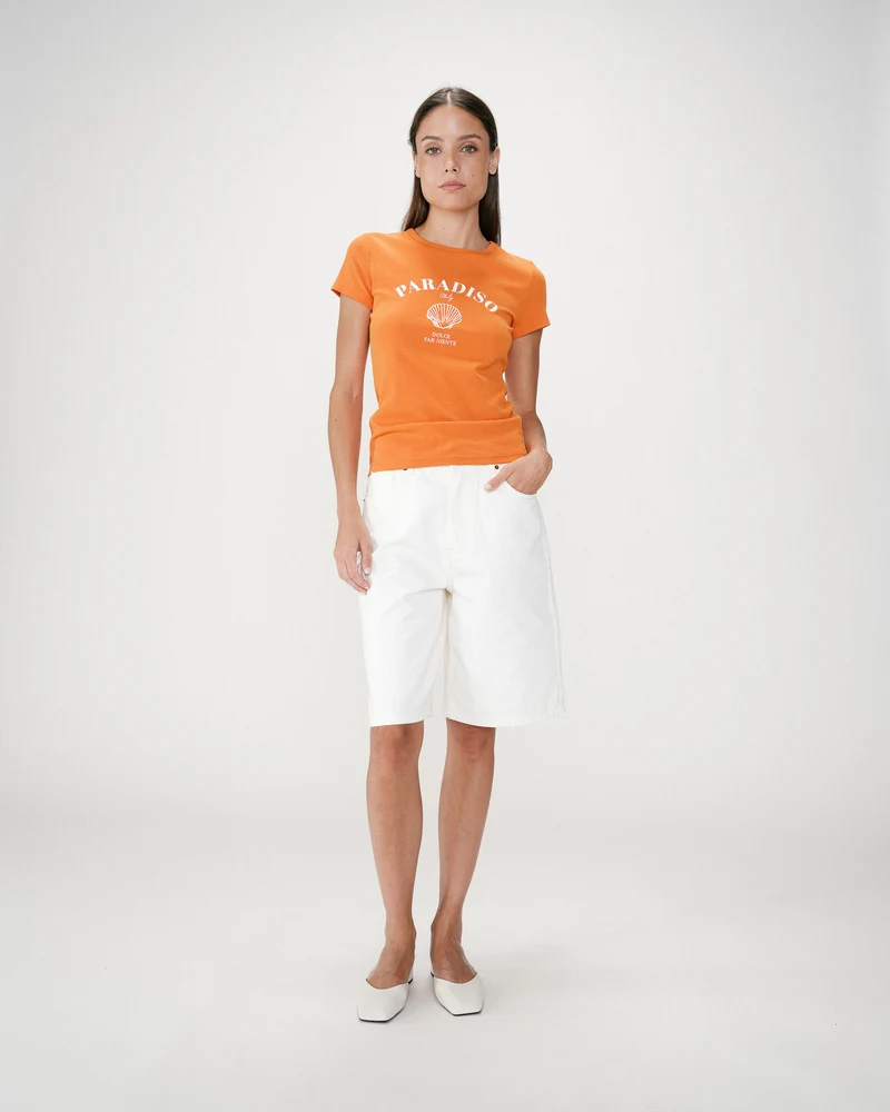 T-shirt ajusté à message orange Wrenley