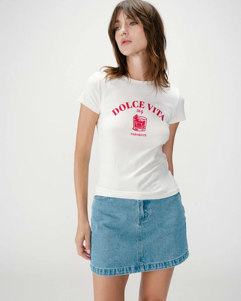 T-shirt ajusté à message fuchsia Wrenley