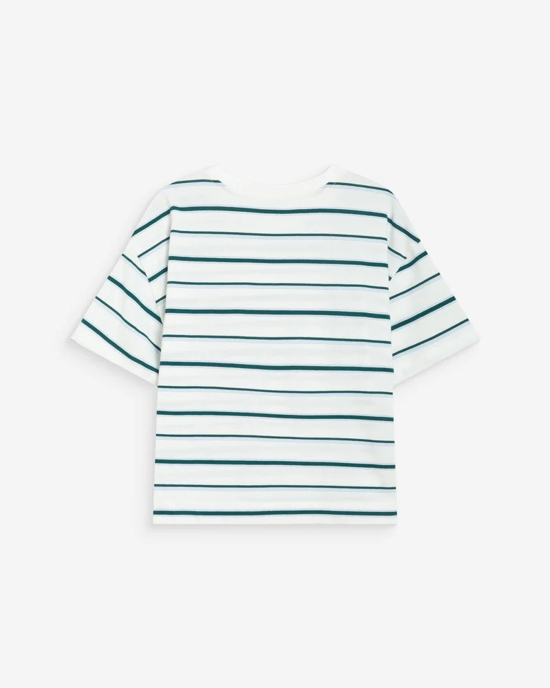 T-shirt oversize en coton rayé manches courtes ivoire Welson