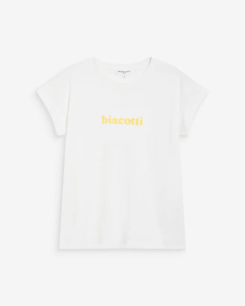 T-shirt en coton à message brodé jaune Wylo