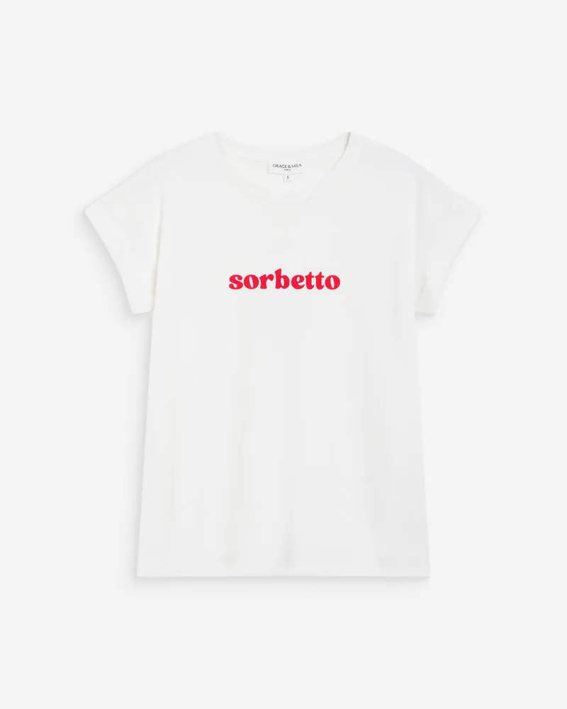 T-shirt en coton à message brodé fuchsia Wylo