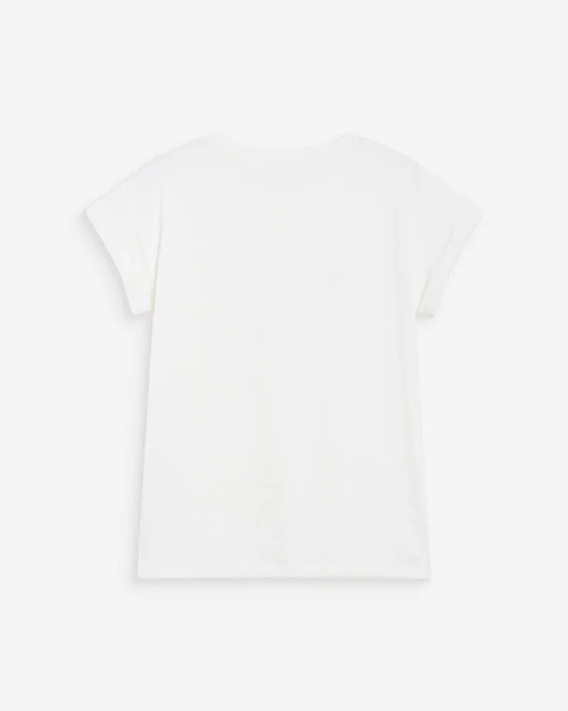 T-shirt en coton à message brodé fuchsia Wylo