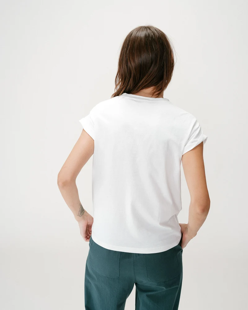 T-shirt en coton à message brodé emeraude Wylo