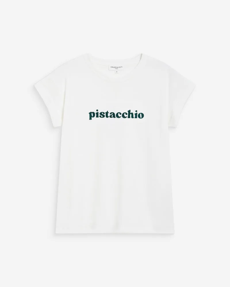 T-shirt en coton à message brodé emeraude Wylo