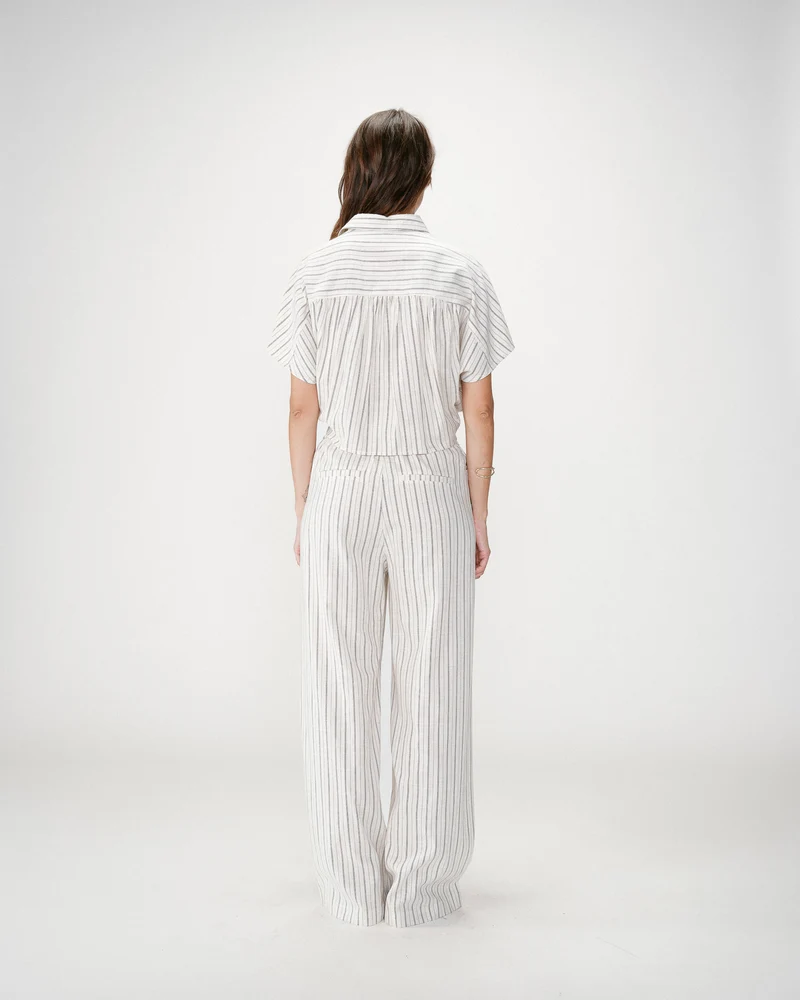 Chemise oversize rayée à nouer sable Wendee