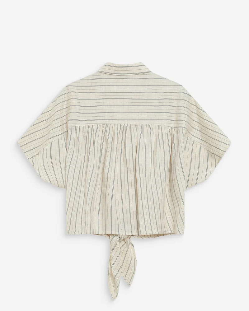 Chemise oversize rayée à nouer sable Wendee