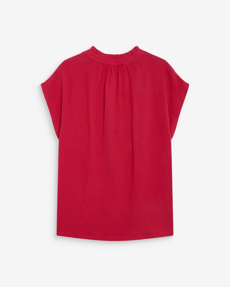 Chemise en gaze de coton manches courtes fuchsia Wesra