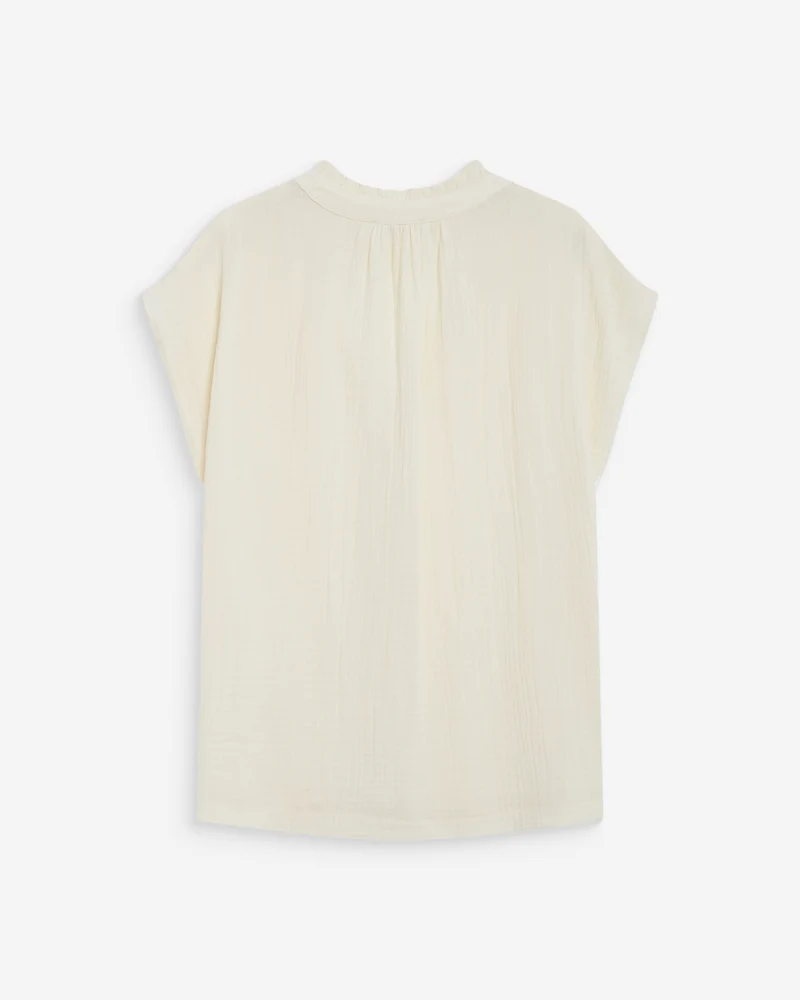 Chemise en gaze de coton manches courtes ecru Wesra