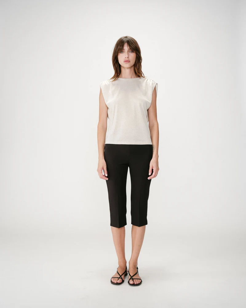 Top en lurex col rond sans manches silver Winny