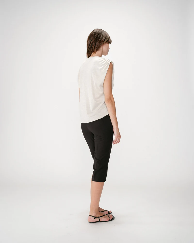 Top en lurex col rond sans manches silver Winny