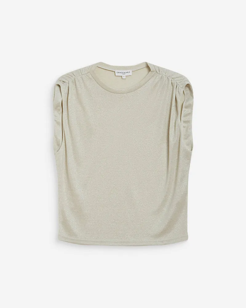 Top en lurex col rond sans manches silver Winny