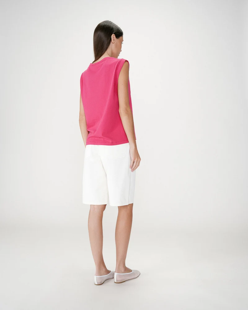 Top en coton col rond à message fuchsia Willow