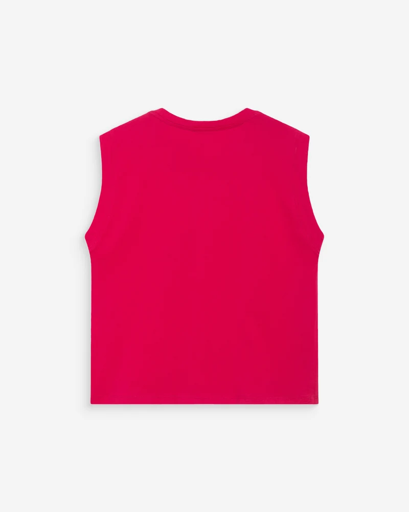 Top en coton col rond à message fuchsia Willow