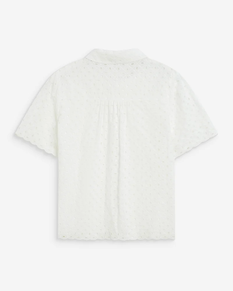 Chemise en dentelle manches courtes white Waverine