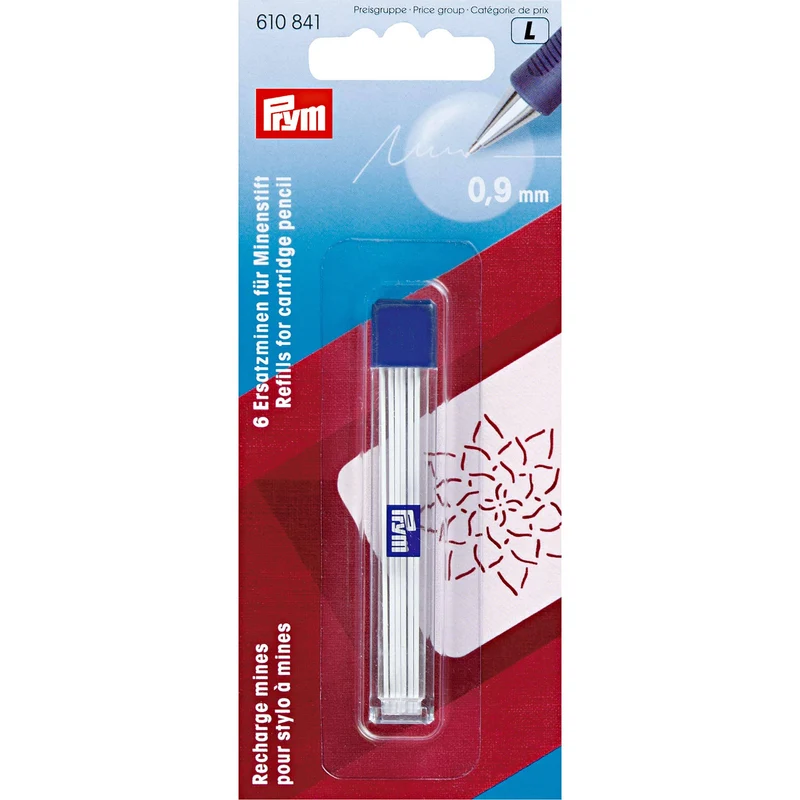 PRYM Recharges pour crayon de marquage pour tissu 0.9 mm | Blanc | Paquet de 6