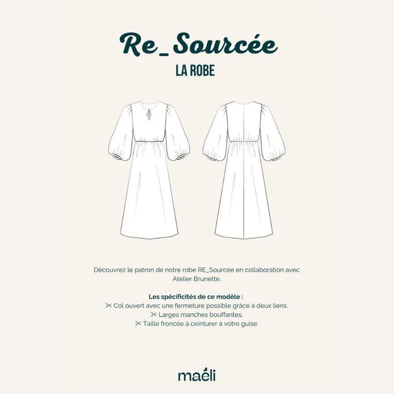 PATRON DE COUTURE PDF | Robe RE_sourcée | Maéli Paris x Atelier Brunette | FRANÇAIS SEULEMENT
