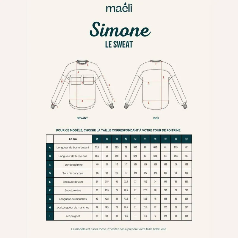 PATRON DE COUTURE PDF | Sweatshirt Simone | Maéli Paris | BILINGUE (FR / EN)