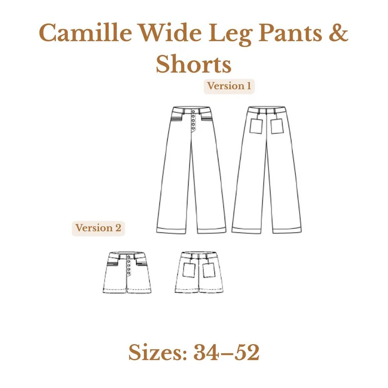 PATRON DE COUTURE PDF | Pantalon à jambe large & short Camille | Maéli Paris | BILINGUE (FR / EN)