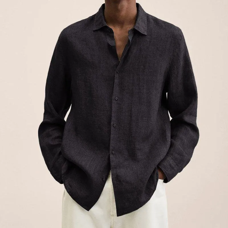 Giovanni Chemise Homme – Lin Respirant, Manches Longues, Design Classique & Élégant