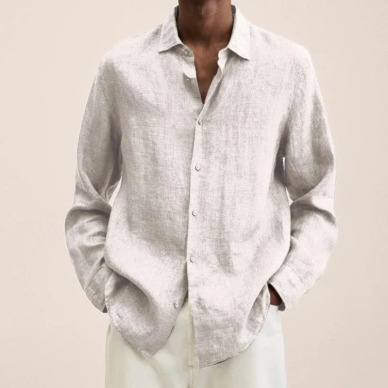 Giovanni Chemise Homme – Lin Respirant, Manches Longues, Design Classique & Élégant