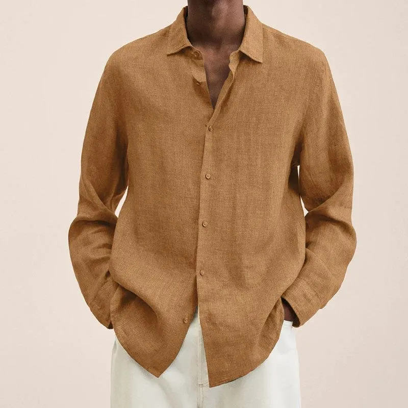 Giovanni Chemise Homme – Lin Respirant, Manches Longues, Design Classique & Élégant