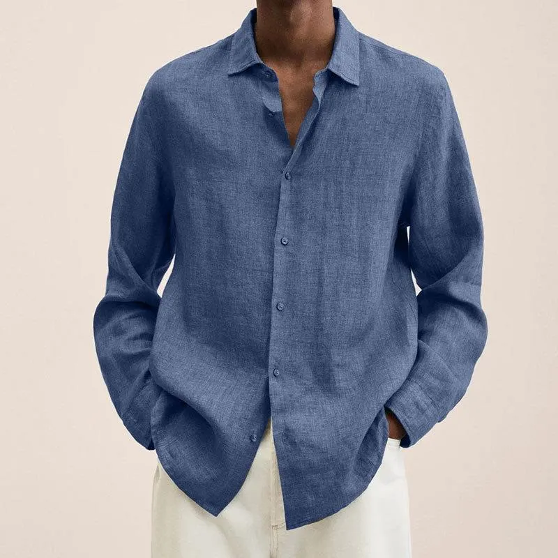 Giovanni Chemise Homme – Lin Respirant, Manches Longues, Design Classique & Élégant