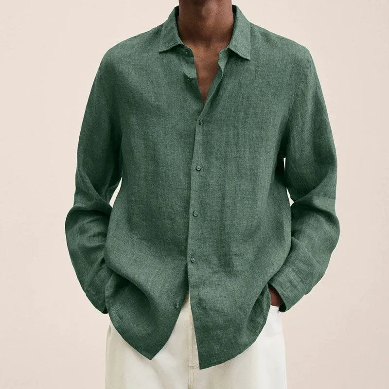 Giovanni Chemise Homme – Lin Respirant, Manches Longues, Design Classique & Élégant