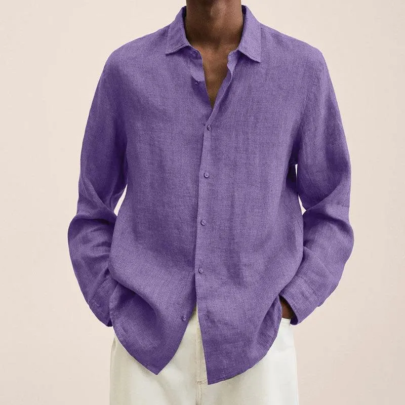 Giovanni Chemise Homme – Lin Respirant, Manches Longues, Design Classique & Élégant