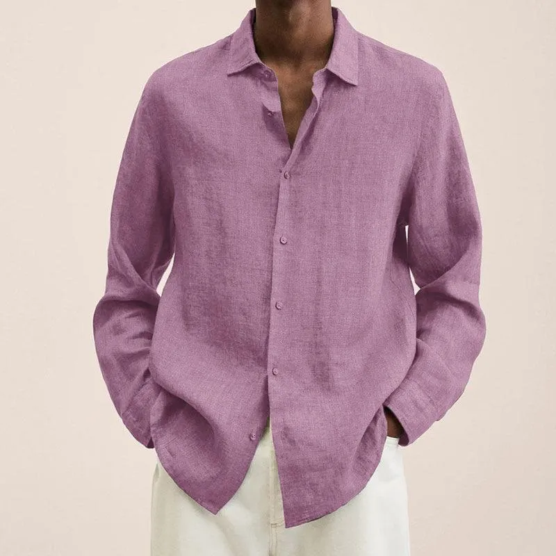 Giovanni Chemise Homme – Lin Respirant, Manches Longues, Design Classique & Élégant