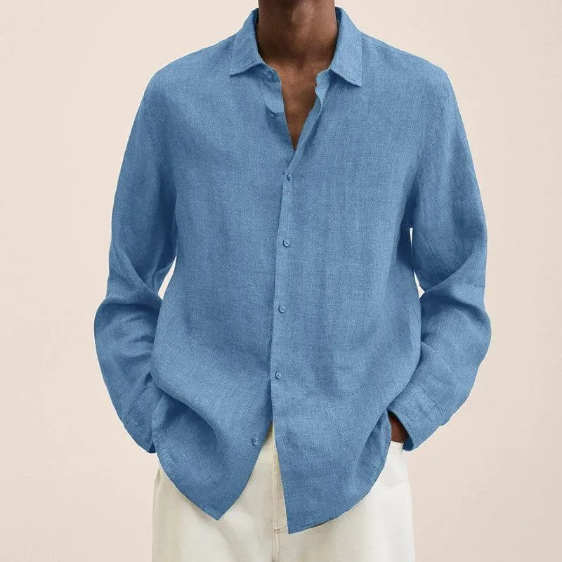 Giovanni Chemise Homme – Lin Respirant, Manches Longues, Design Classique & Élégant