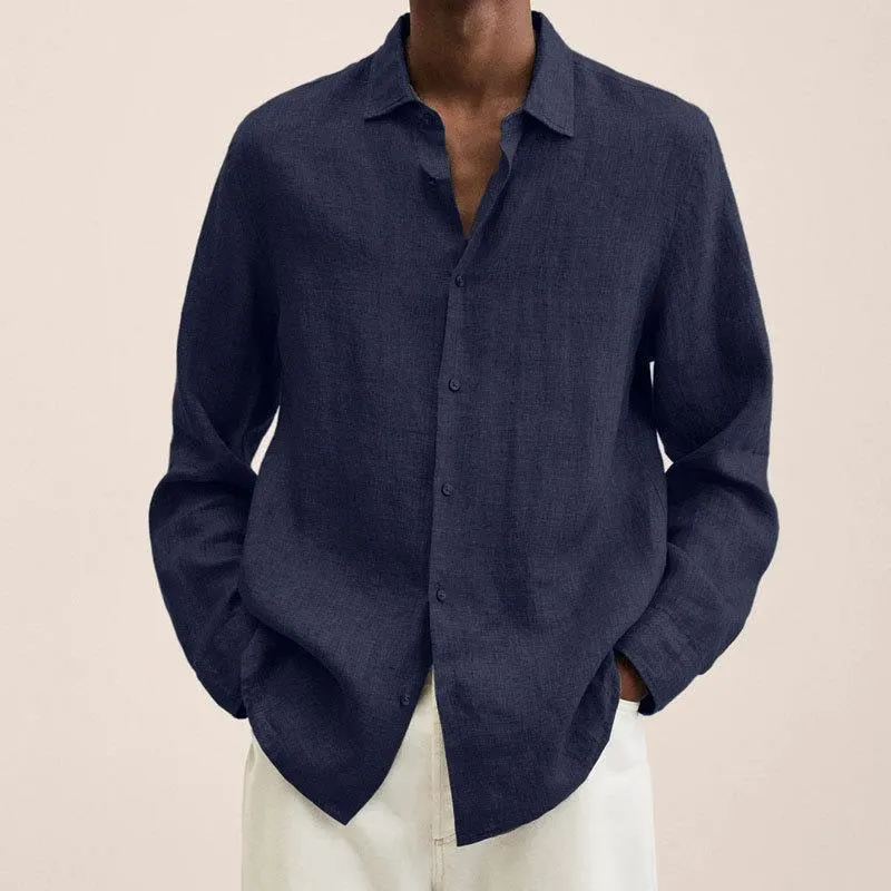 Giovanni Chemise Homme – Lin Respirant, Manches Longues, Design Classique & Élégant