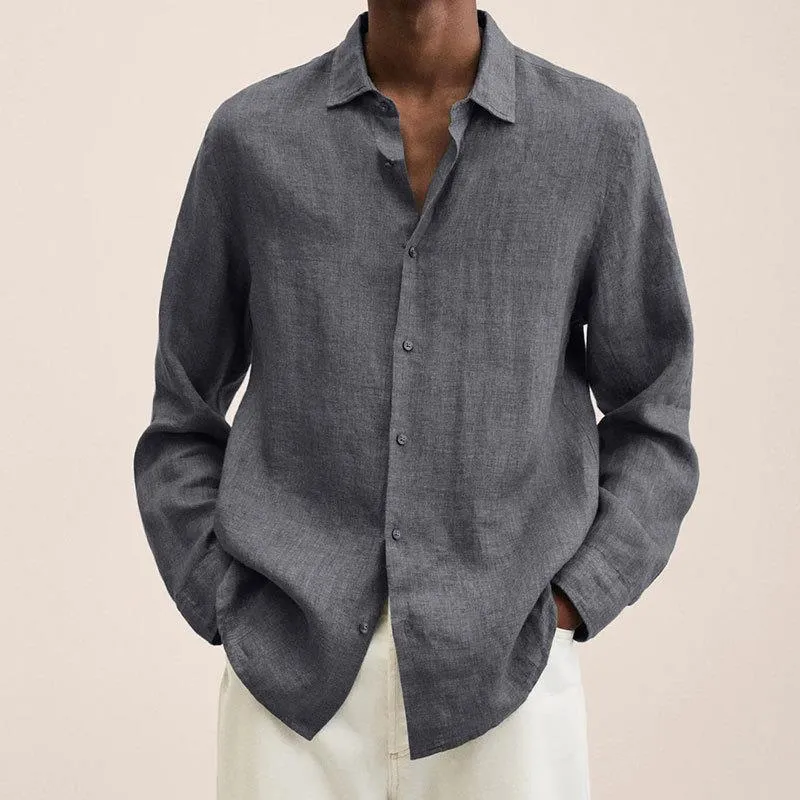 Giovanni Chemise Homme – Lin Respirant, Manches Longues, Design Classique & Élégant