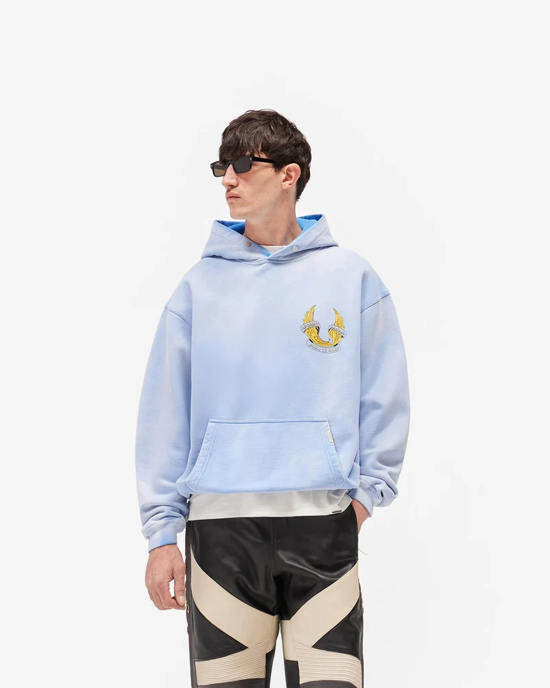 Represent X Belstaff Born To Bike Hoodie - Mid Blue