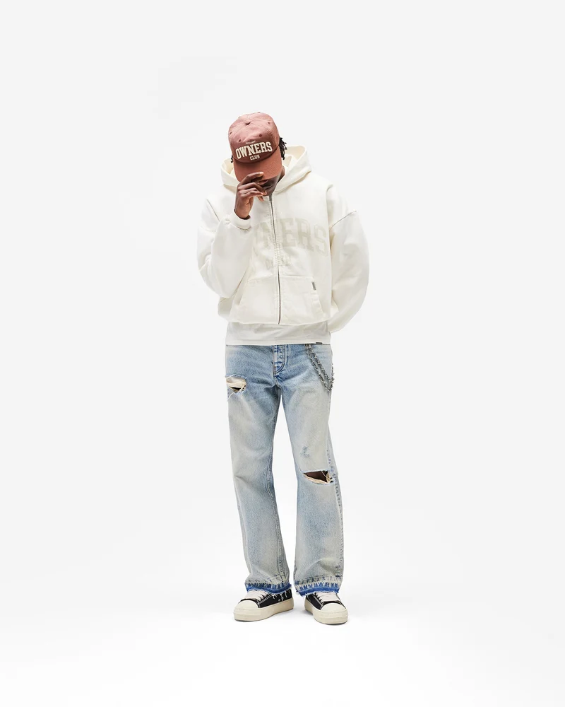 Represent Owners Club Zip Through Hoodie - Chalk