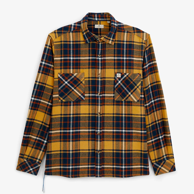 Surchemise chevron carreaux tartan jaune moutarde SBPLAY