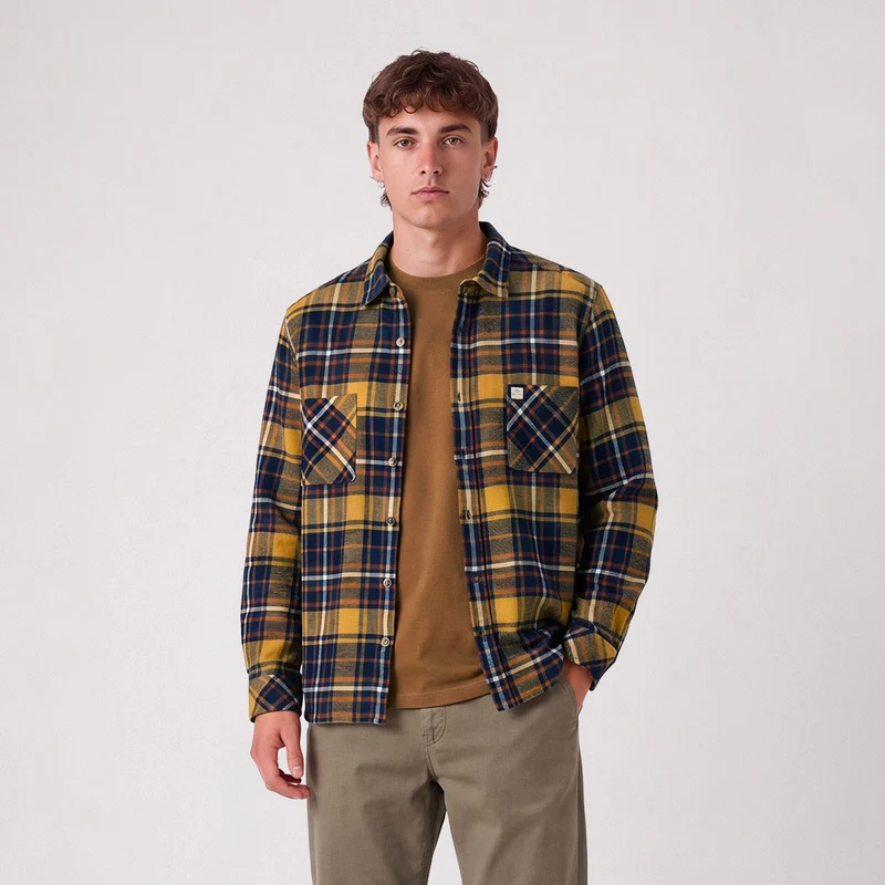 Surchemise chevron carreaux tartan jaune moutarde SBPLAY