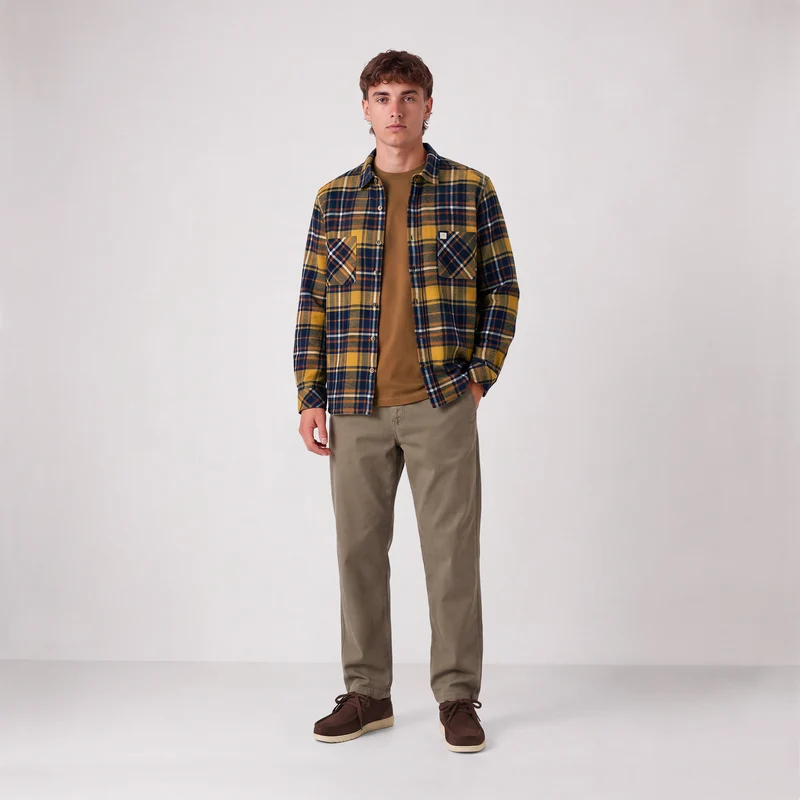 Surchemise chevron carreaux tartan jaune moutarde SBPLAY