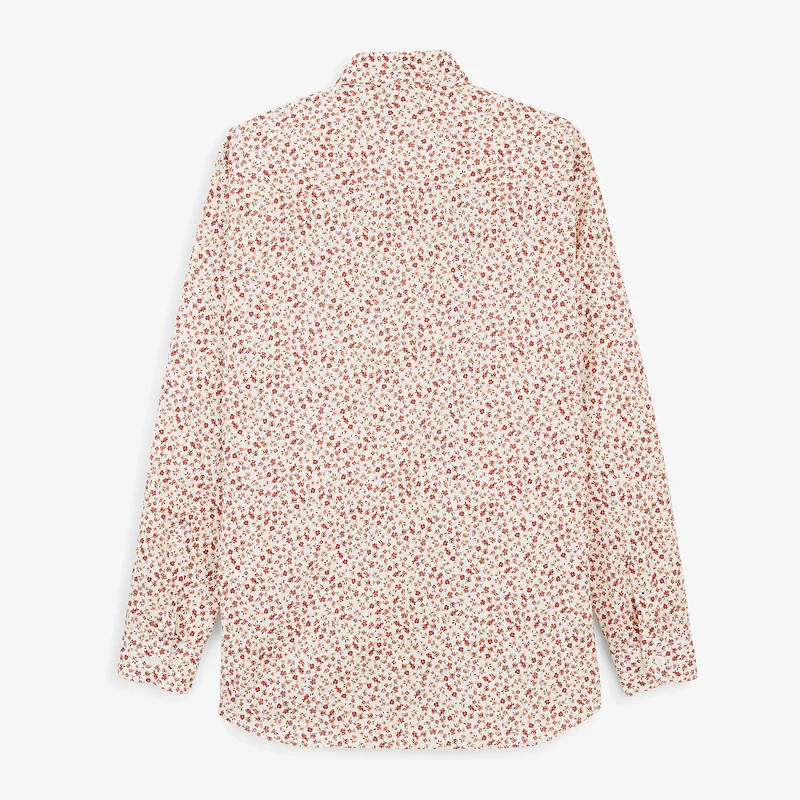 Chemise manches longues coton à fleurs rouge cerise