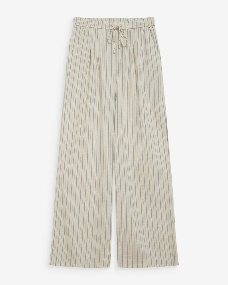 Pantalon ample en lin et tencel rayé sable Weston