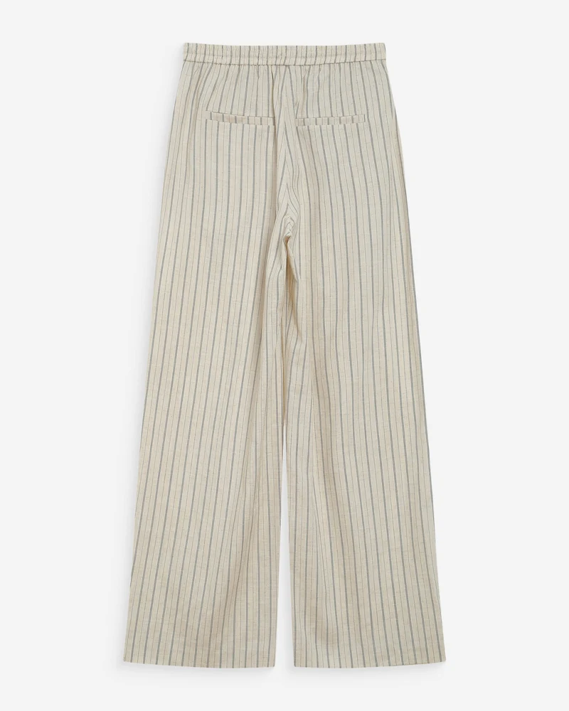 Pantalon ample en lin et tencel rayé sable Weston