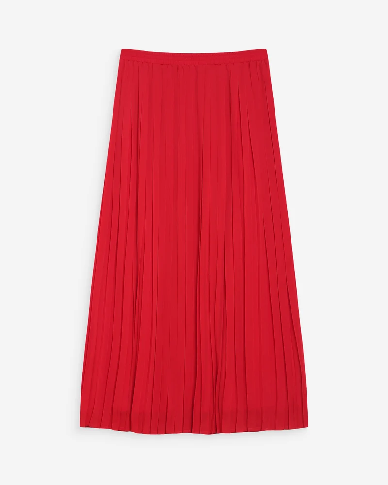 Jupe longue plissée fluide rouge Walina