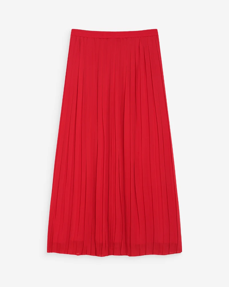 Jupe longue plissée fluide rouge Walina